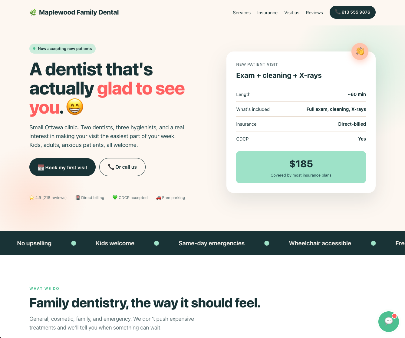 Maplewood Dental site preview